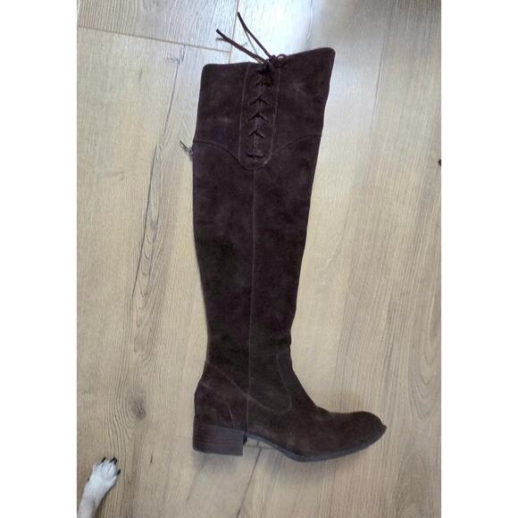 Born Crown Brown Suede Over the Knee Boots Renaissance Boho Festival 9 EUC - Picture 1 of 11